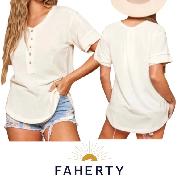 Faherty Tops - NWT Faherty Organic Allandria Henley Top